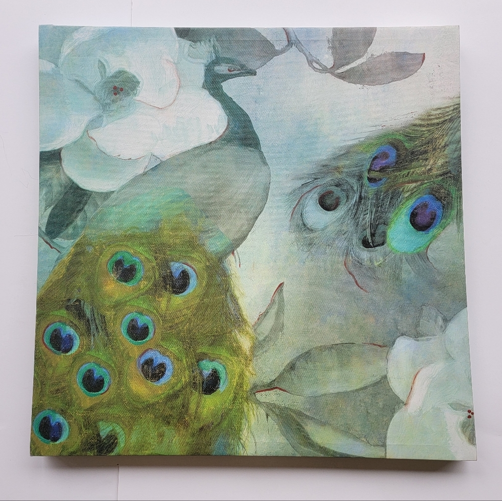 Peacock Print on Canvas 21  1/2" W X 21 3/4" L